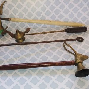 4 Antique Candle Snuffers Antelope witches cap brd